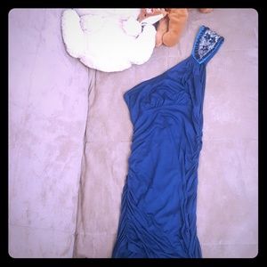 Blue Sequin One-Shoulder Mini Dress